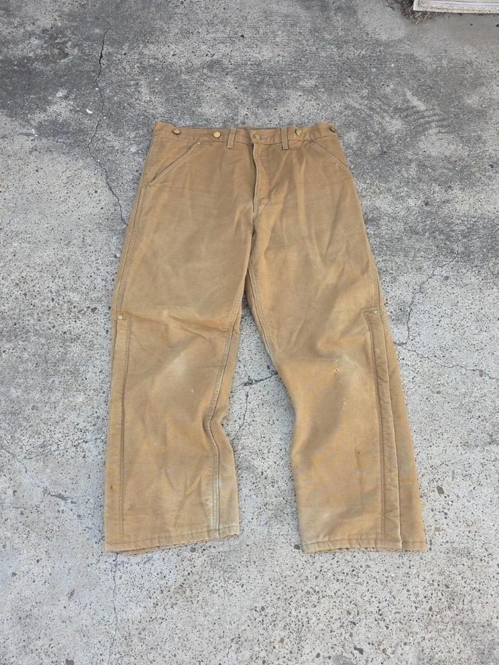 Carhartt B10 BRN Red Quilt Lined Duck Dungaree Work Pants Size 36x30 Made in USA